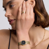 Classic Link Round Gold Watch Black Dial