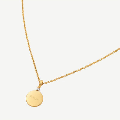 Engravable Disc with CZ Necklace