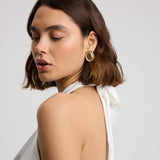 Bold Oval Statement Earrings Brown