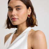 Bold Oval Statement Earrings Red