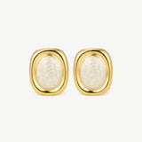 Bold Oval White Statement Earrings