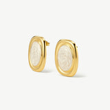 Bold Oval White Statement Earrings
