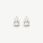 Gold bold pear-cut solitaire earrings