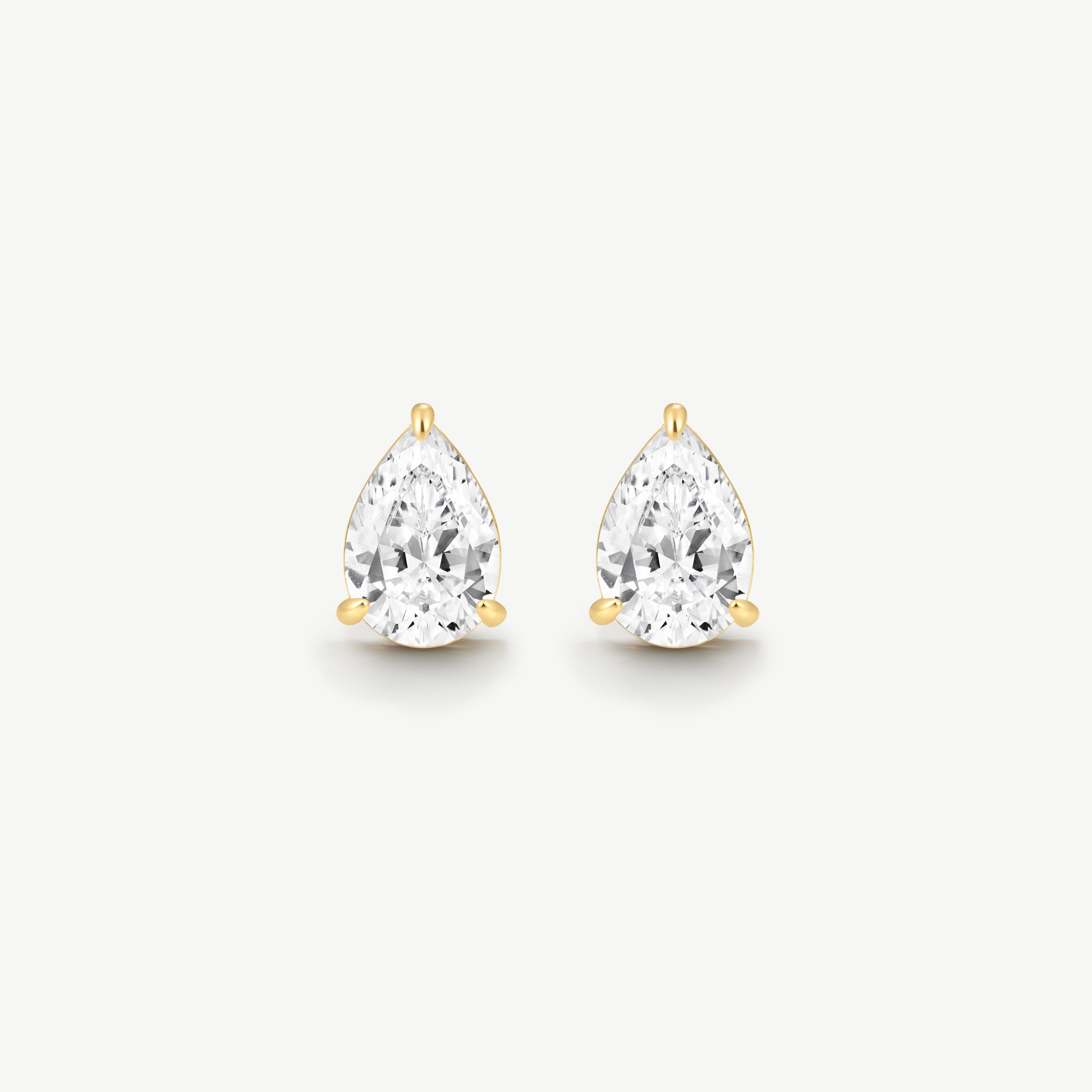 Gold bold pear-cut solitaire earrings
