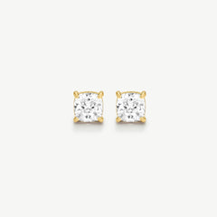 Gold bold Asscher-cut solitaire earrings