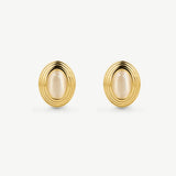 Bezel Moonstone Statement Earrings
