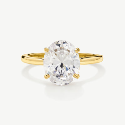 Oval Solitaire Diamond-Inspired Ring 3ct