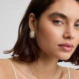 Bold Oval White Statement Earrings