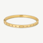 Gold slim eternity bangle with coffee-coloured stones