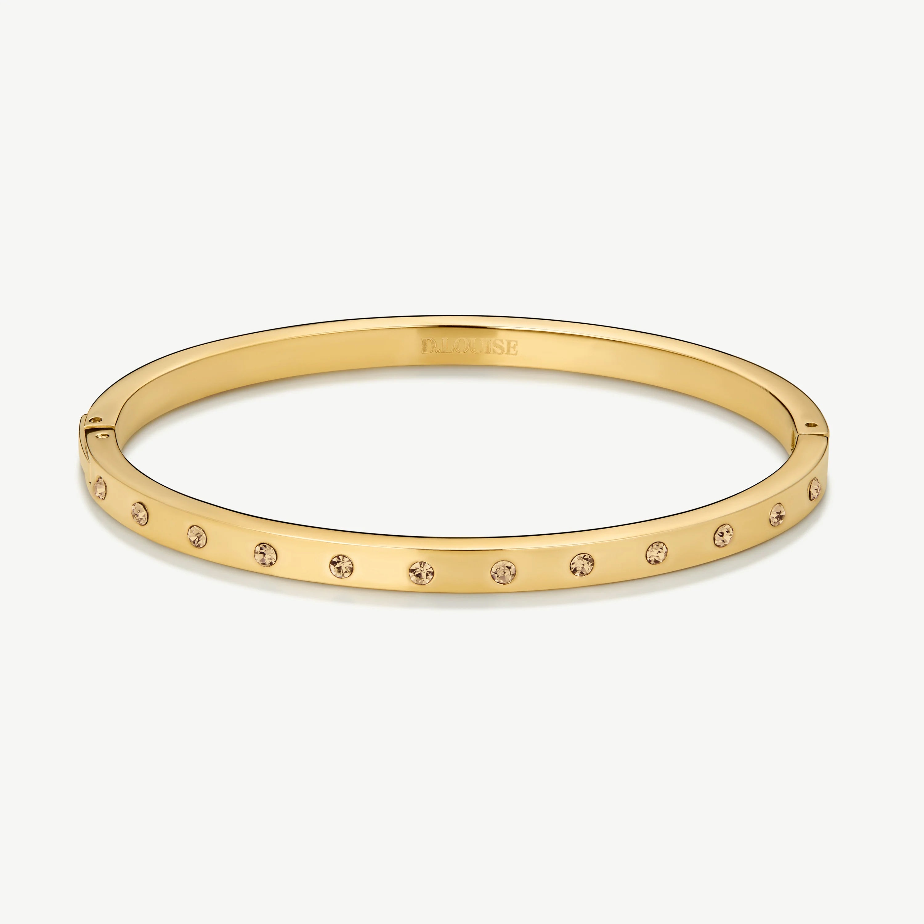 Gold slim eternity bangle with coffee-coloured stones
