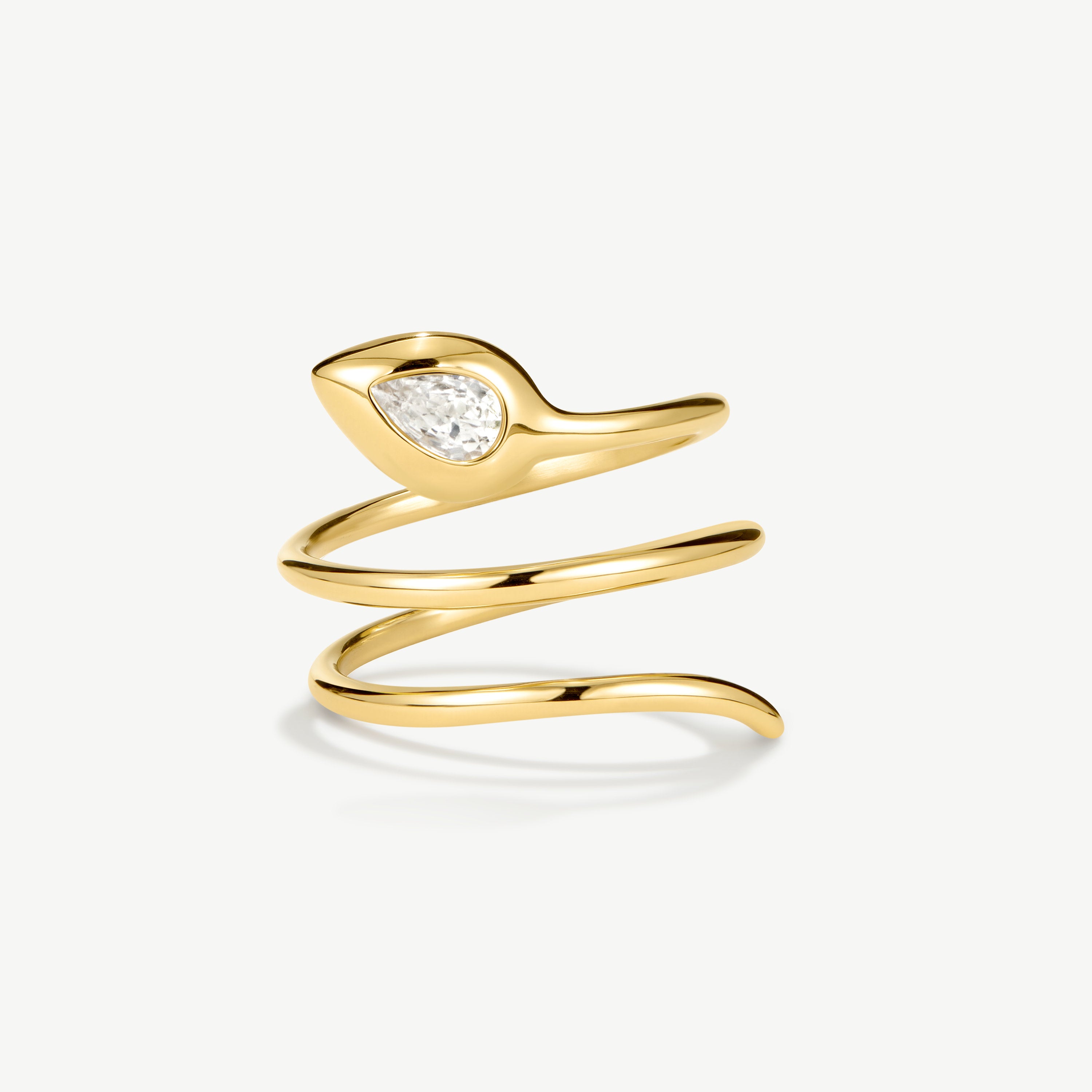 Gold snake-link intertwined ring