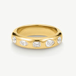Gold multi-stone ring with clear cubic zirconia