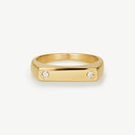 Gold bar signet ring
