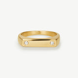 Gold bar signet ring