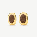 Bold Oval Statement Earrings Brown